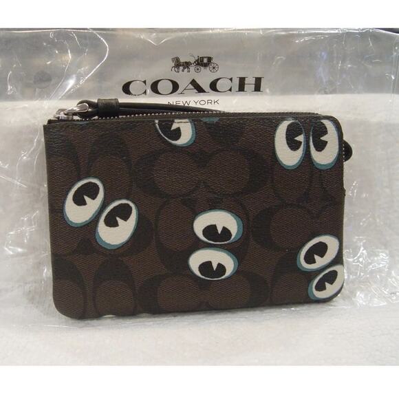 COACH Corner Zip Halloween Eyes Wristlet New with Tag MSRP $199 SOO very rare - Picture 2 of 7